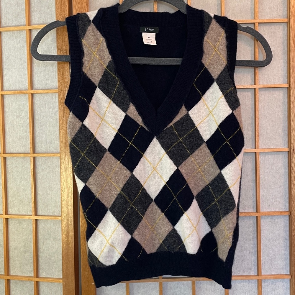 J. Crew V-Neck Argyle Sweater Vest XS